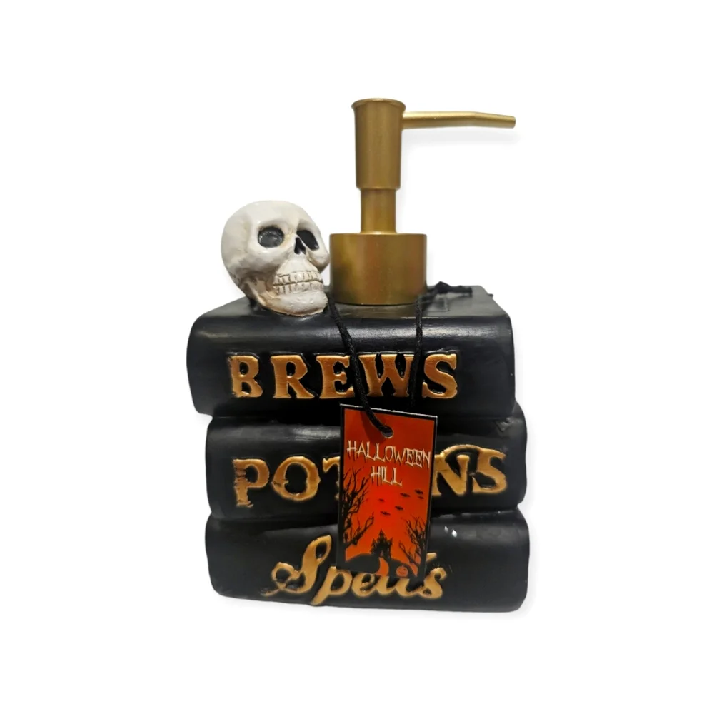 Decorative Halloween SKULL BREWS POTIONS SPELLS Books Soap Lotion Pump Dispenser